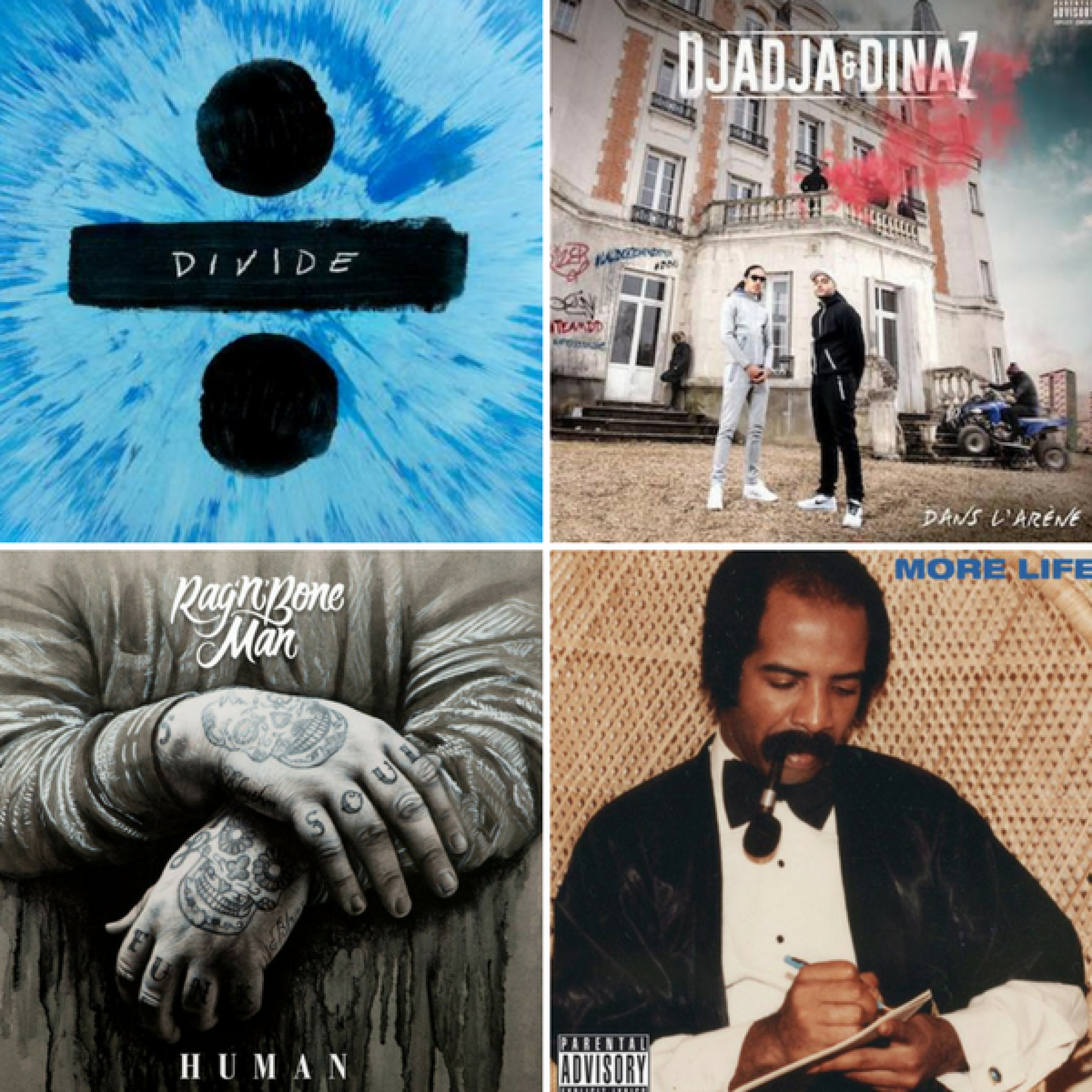 TOP ALBUMS FUSIONNÉS : ED SHEERAN, DJADJA & DINAZ, RAG'N'BONE MAN...