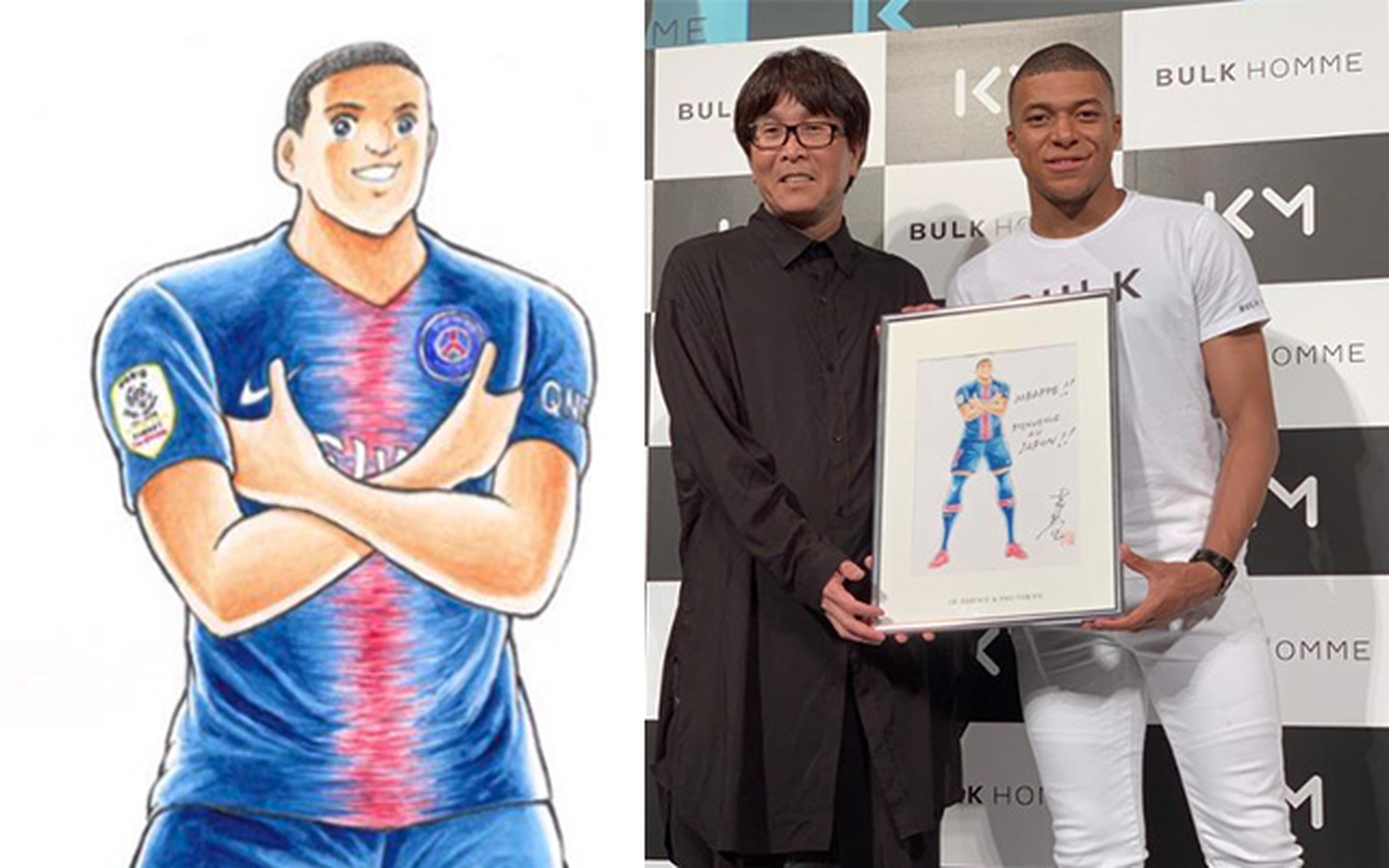 Kilian Mbappé avec le créateur d’Olive et Tom.