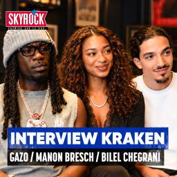 Gazo, Manon Bresch et Bilel Chegrani au micro d'Mrik pour Kraken !